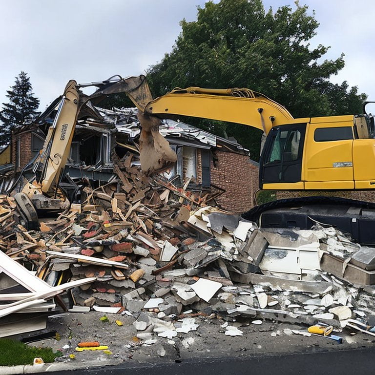 photo of exterior demolition in progress