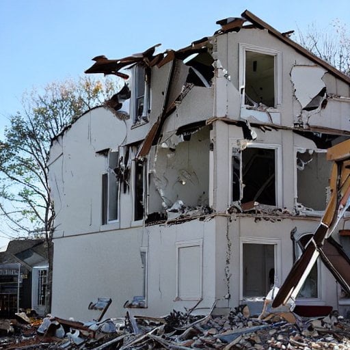 photo of residential demolition in progress