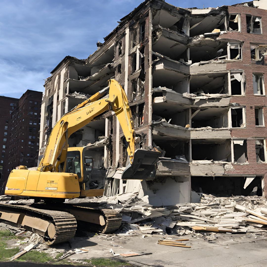 apartment block being demolished in Cleveland Ohio