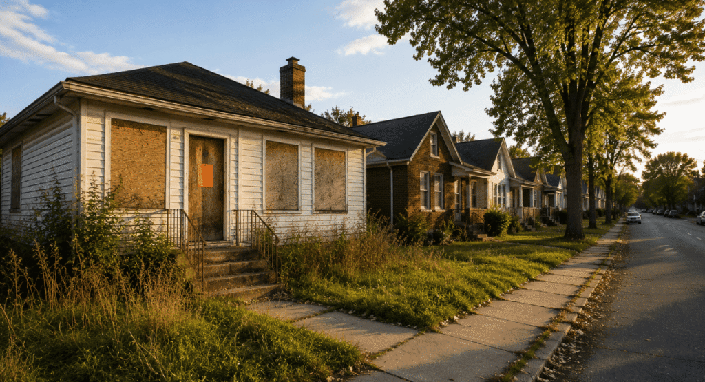 Vacant Detroit home scheduled for demolition under the city's blight removal program
