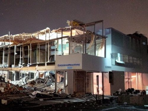 photo of emergency demolition being worked on at night