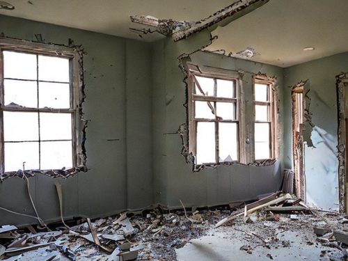 photo of interior demolition in progress
