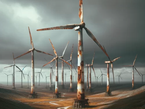 rusting wind turbines